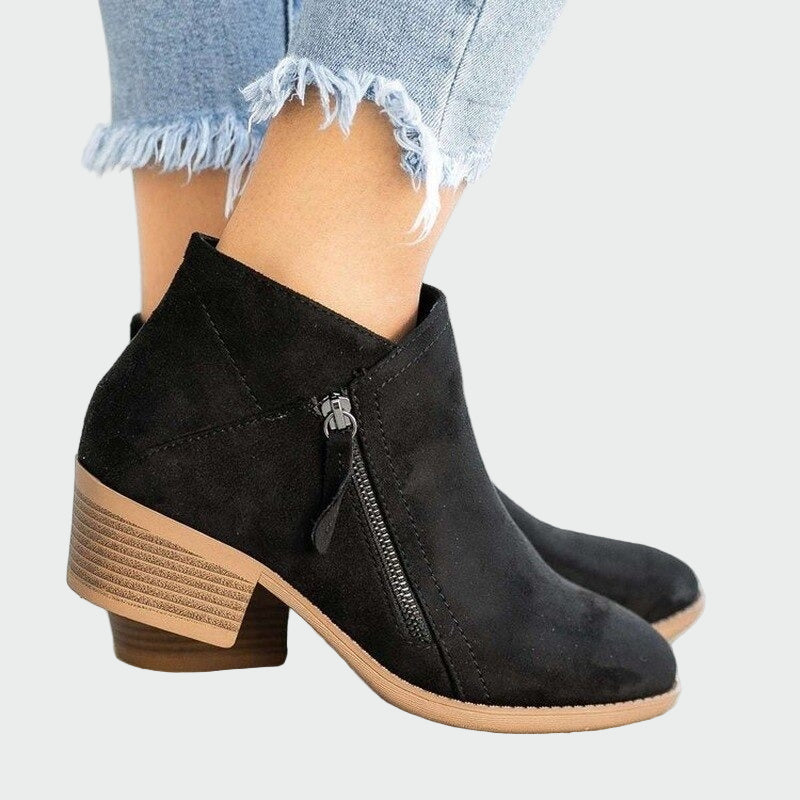 Claudia | Botas de cuero ortopédicas premium con tacón cómodo