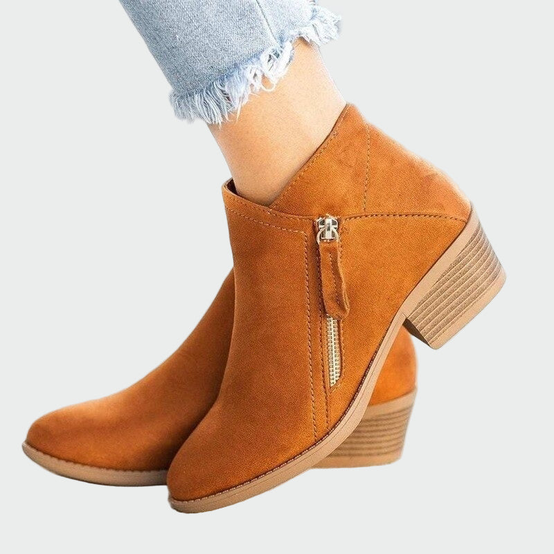 Claudia | Botas de cuero ortopédicas premium con tacón cómodo