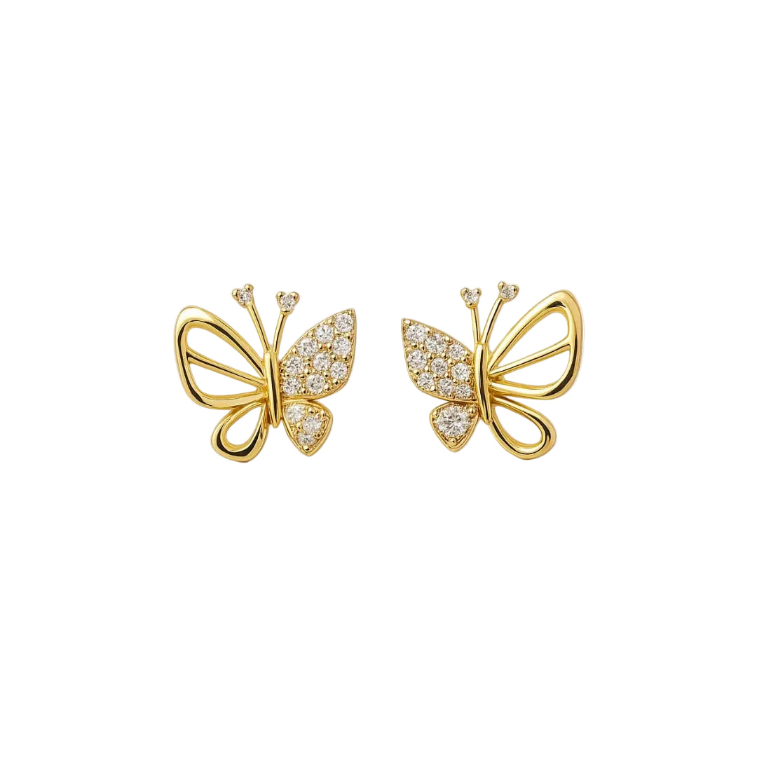 PENDIENTES VALENTINO COSTA MARIPOSA DORADOS CON CIRCONITAS