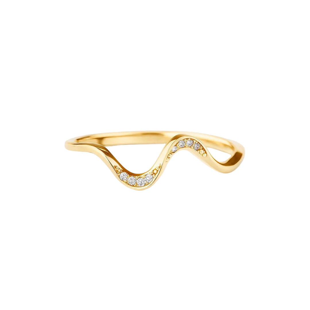 ANILLO VALENTINO COSTA ONDULADO BICOLOR CON CIRCONITAS