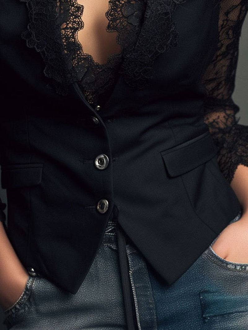 CLAUDIA | TOP NEGRO CON ENCAJE