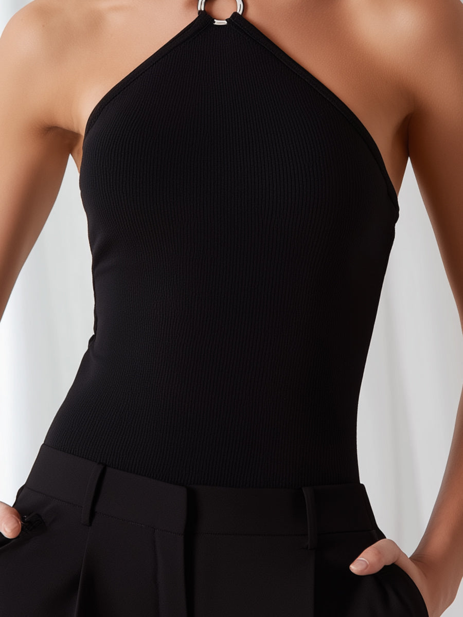 TOP VALENTINO COSTA HALTER NOIRÉ