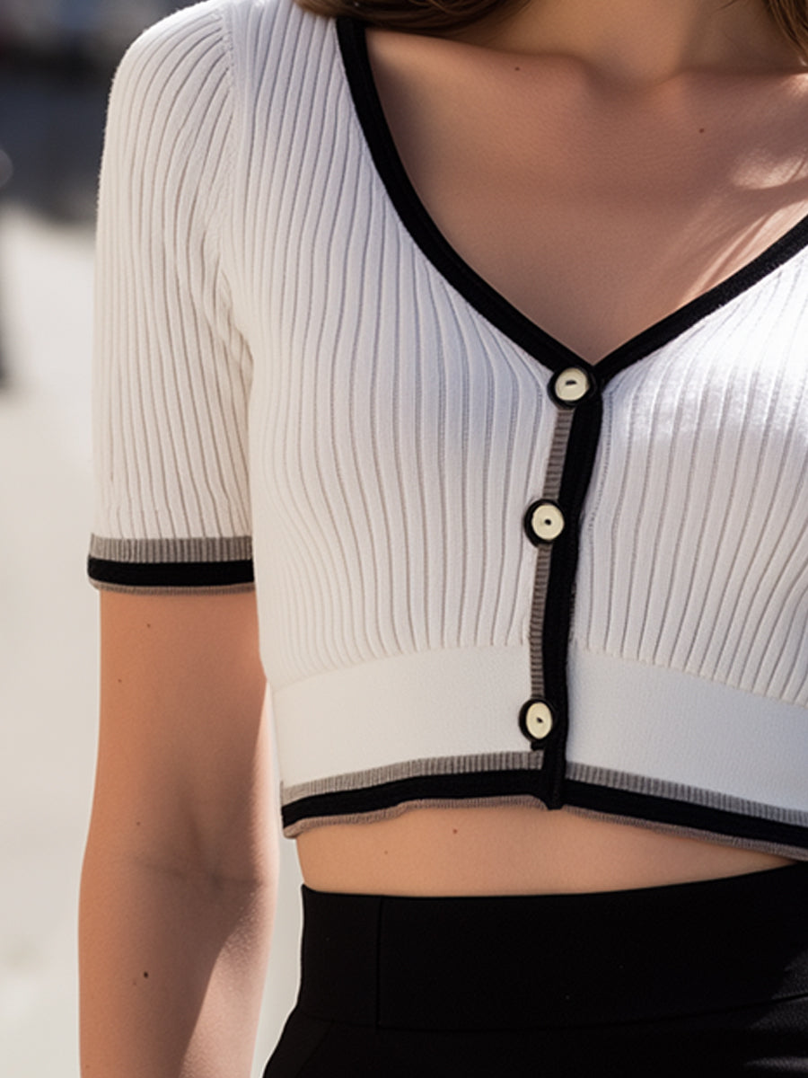 TOP VALENTINO COSTA CONTRASTÉ RIB