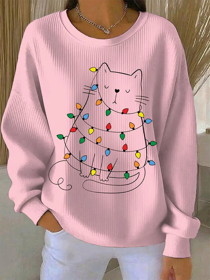 Saar - Suéter navideño con motivo de gatos