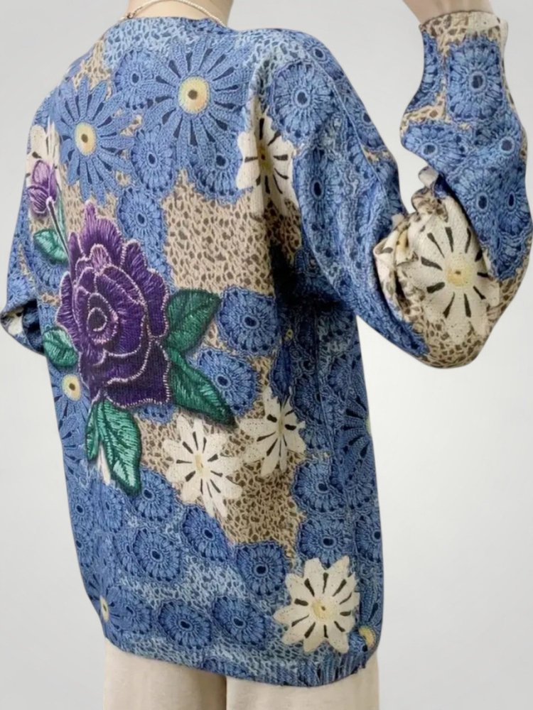 Leonora | Elegante cárdigan de manga larga con estampado floral