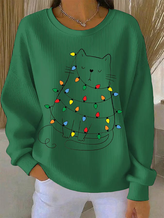 Saar - Suéter navideño con motivo de gatos