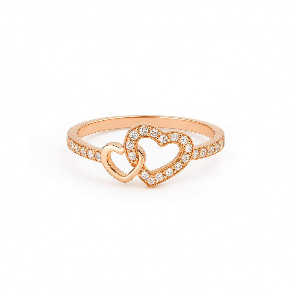 ANILLO VALENTINO COSTA DOBLE CORAZÓN CON CIRCONITAS