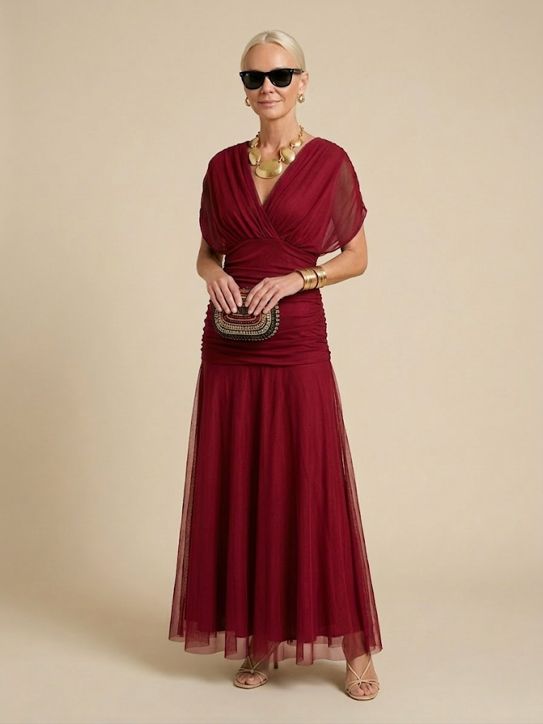 JULIETTE | VESTIDO DE GASA CON CUELLO EN V