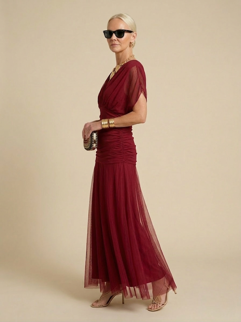 JULIETTE | VESTIDO DE GASA CON CUELLO EN V
