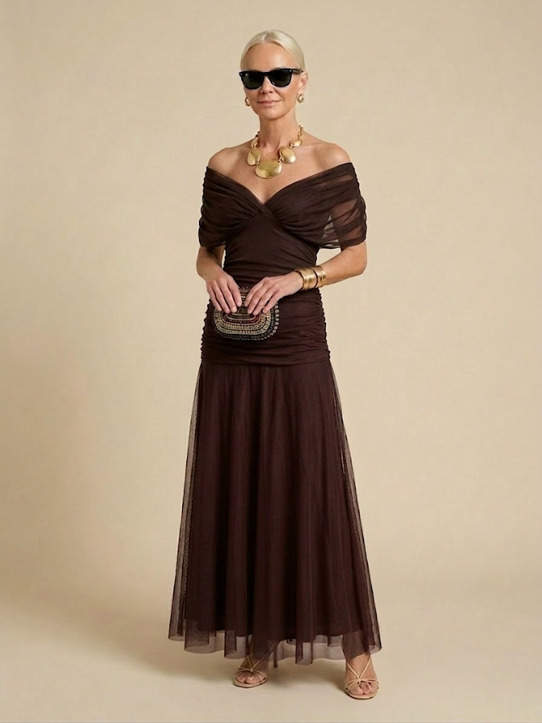 JULIETTE | VESTIDO DE GASA CON CUELLO EN V