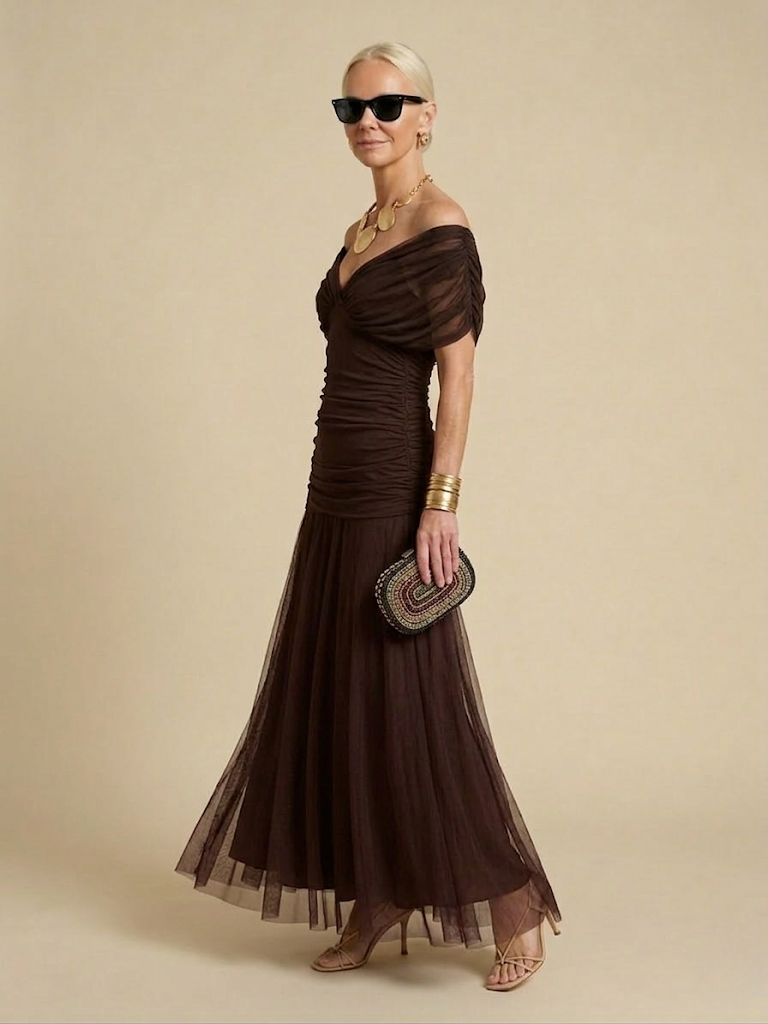 JULIETTE | VESTIDO DE GASA CON CUELLO EN V