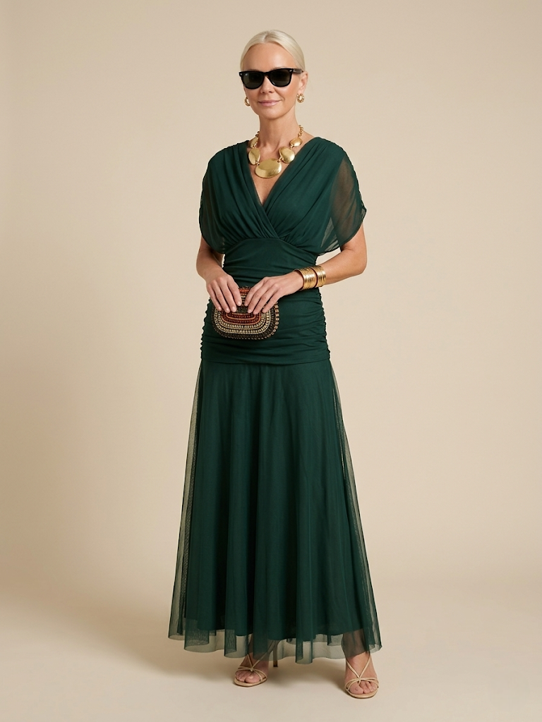 JULIETTE | VESTIDO DE GASA CON CUELLO EN V