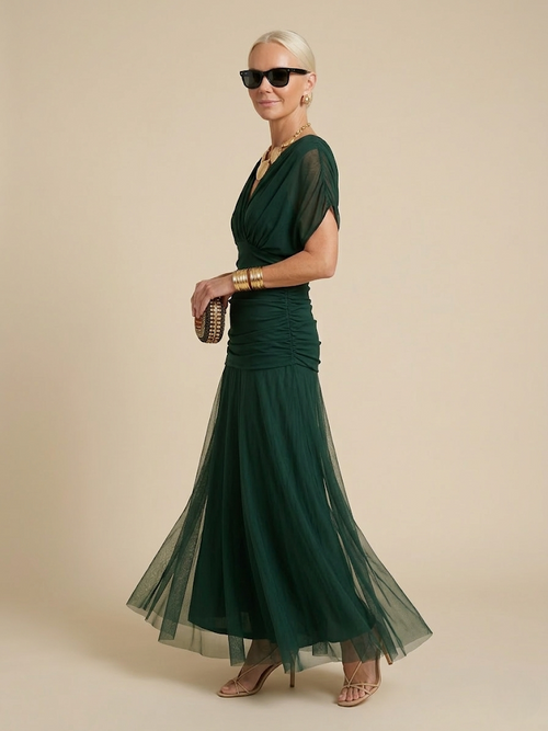 JULIETTE | VESTIDO DE GASA CON CUELLO EN V