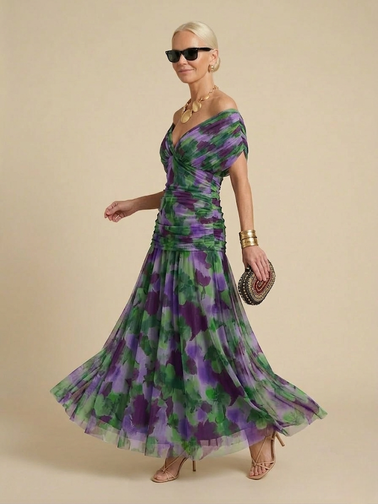 JULIETTE | VESTIDO DE GASA CON CUELLO EN V