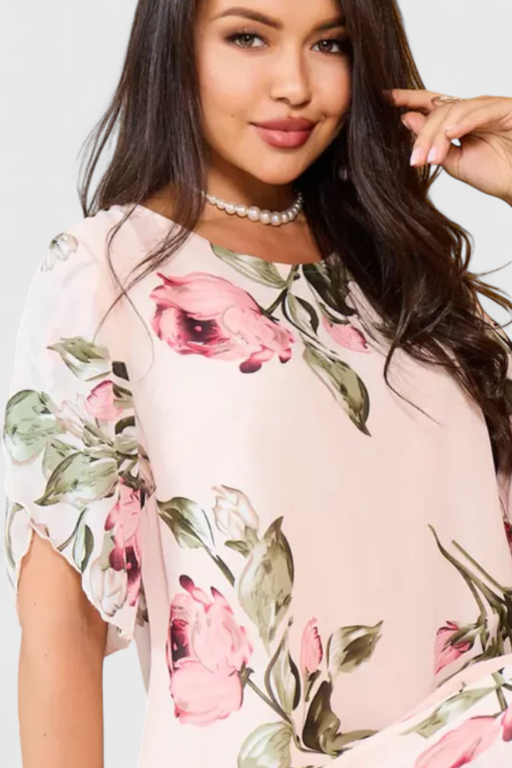 Tameka™ | Vestido Floral de Chiffon con Caída Etérea