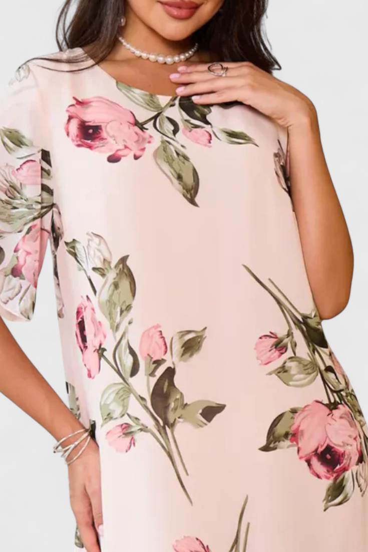 Tameka™ | Vestido Floral de Chiffon con Caída Etérea