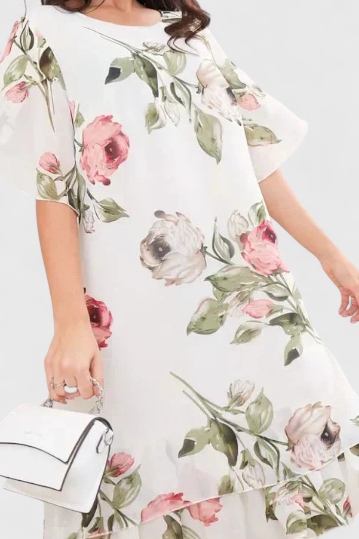 Tameka™ | Vestido Floral de Chiffon con Caída Etérea