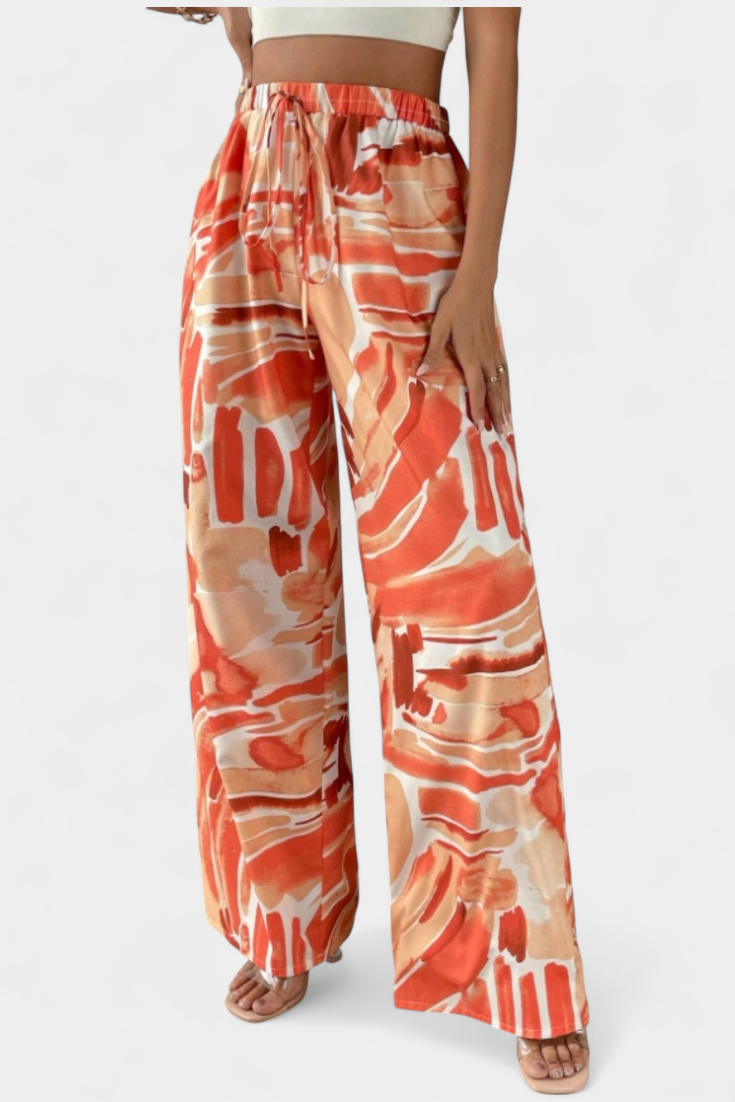 Senda | Pantalones de Pierna Ancha con Estampado Abstracto