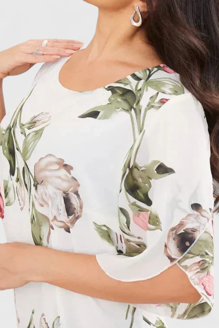 Tameka™ | Vestido Floral de Chiffon con Caída Etérea