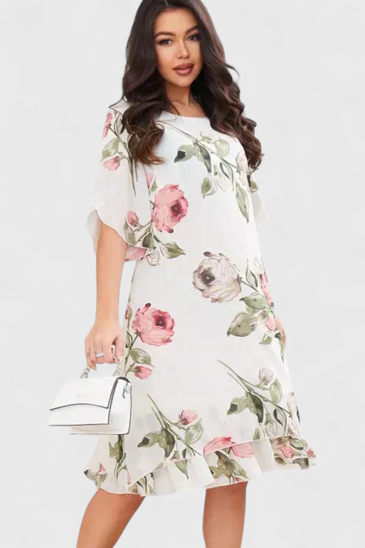 Tameka™ | Vestido Floral de Chiffon con Caída Etérea