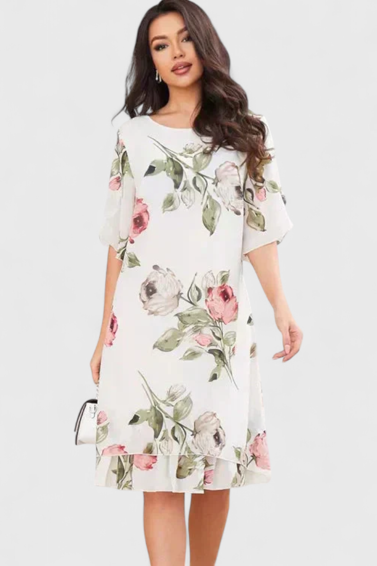 Tameka™ | Vestido Floral de Chiffon con Caída Etérea