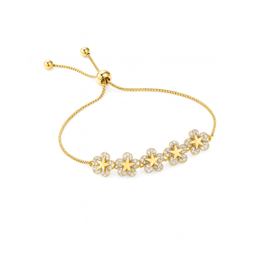 PULSERA VALENTINO COSTA DORADA CON FLORES Y CIRCONITAS