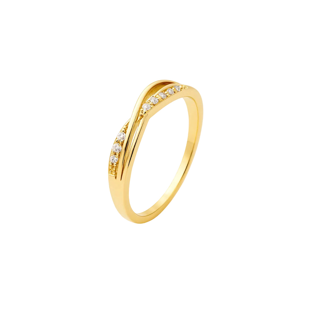 ANILLO VALENTINO COSTA DORADO FINO CON CIRCONITAS LATERALES