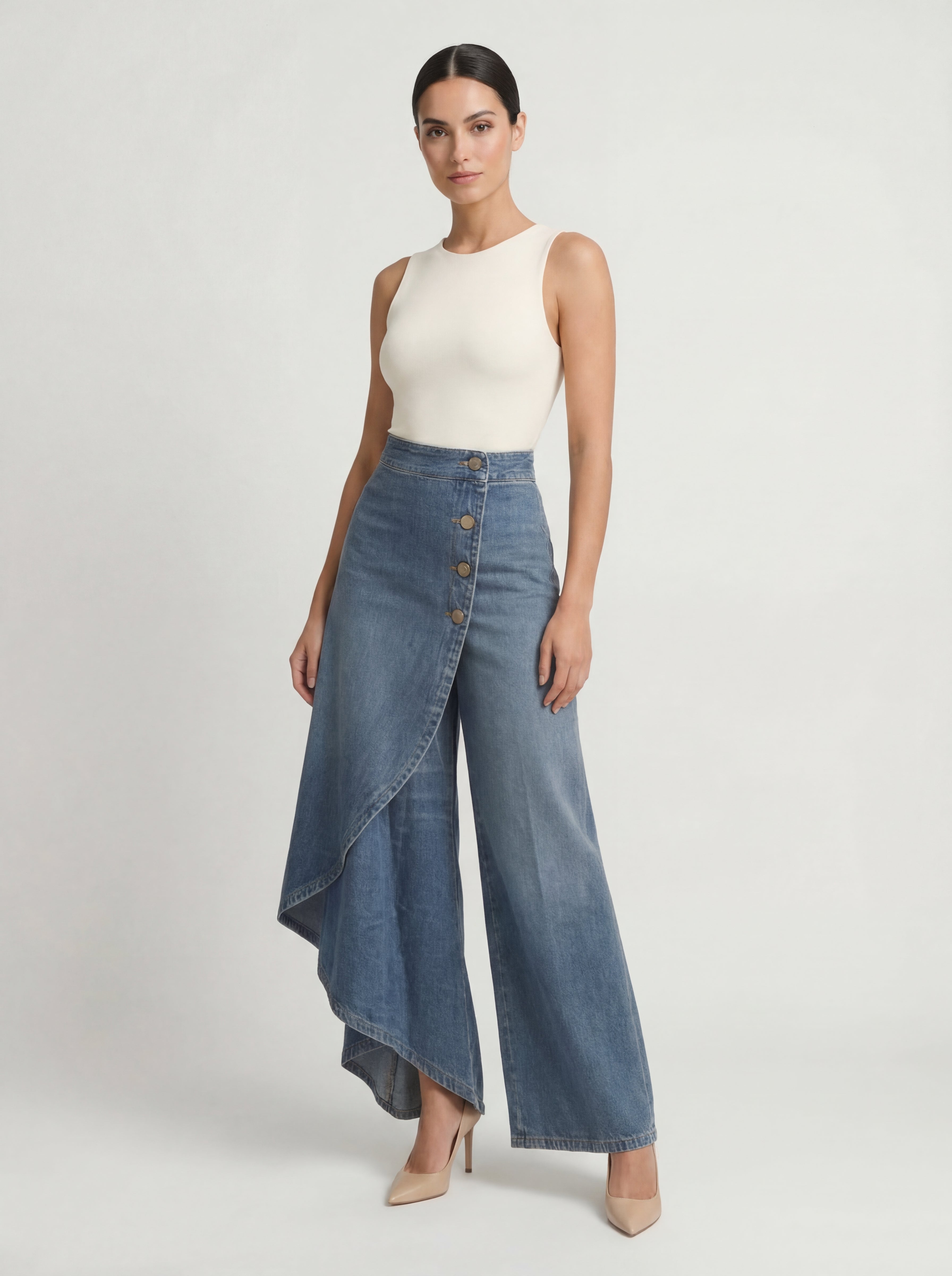 AITANA | PANTALÓN PALAZZO DENIM CRUZADO