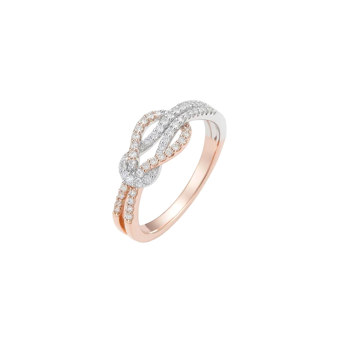 ANILLO VALENTINO COSTA BICOLOR ENTRELAZADO CON CIRCONITAS