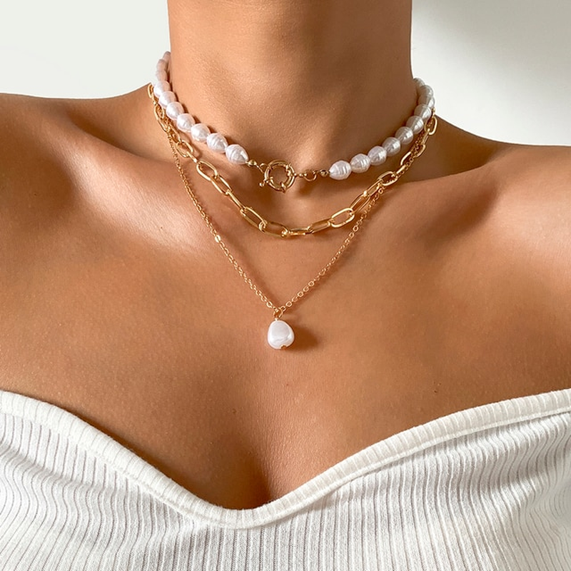 COLLAR PERLAS LUZ DORADA