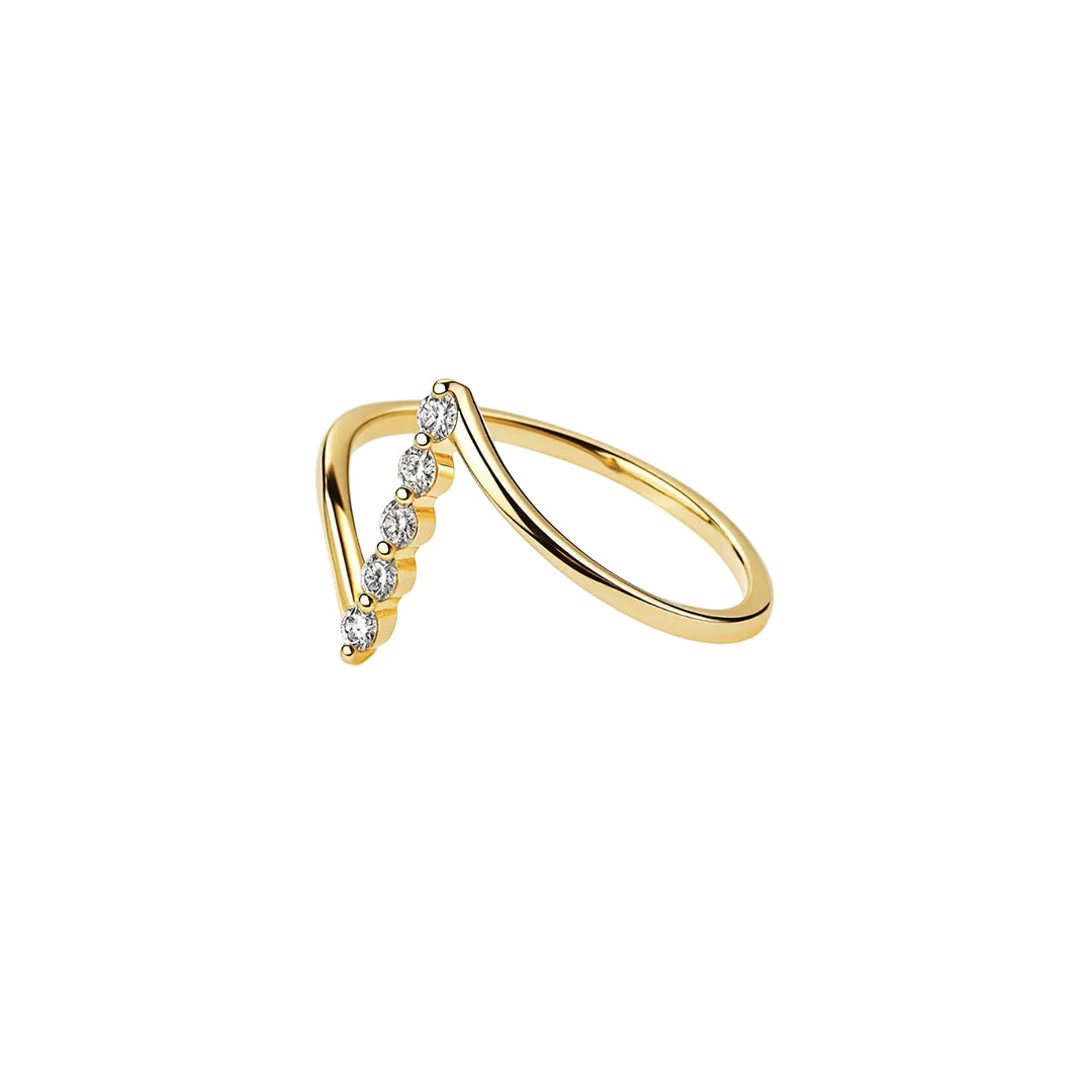 ANILLO VALENTINO COSTA DORADO CURVO CON CIRCONITAS