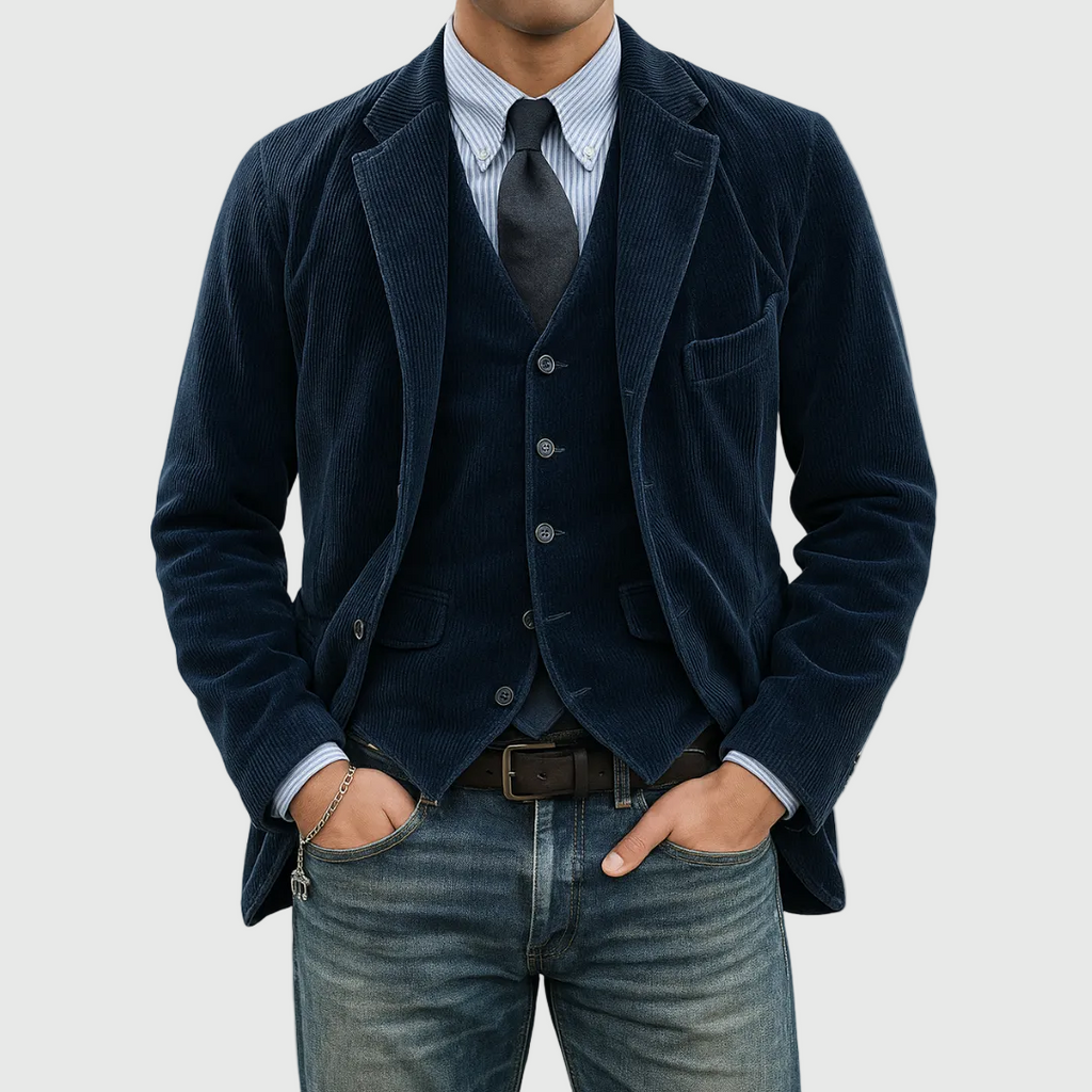 Tommy | Conjunto de 2 Piezas: Blazer y Chaleco de Terciopelo
