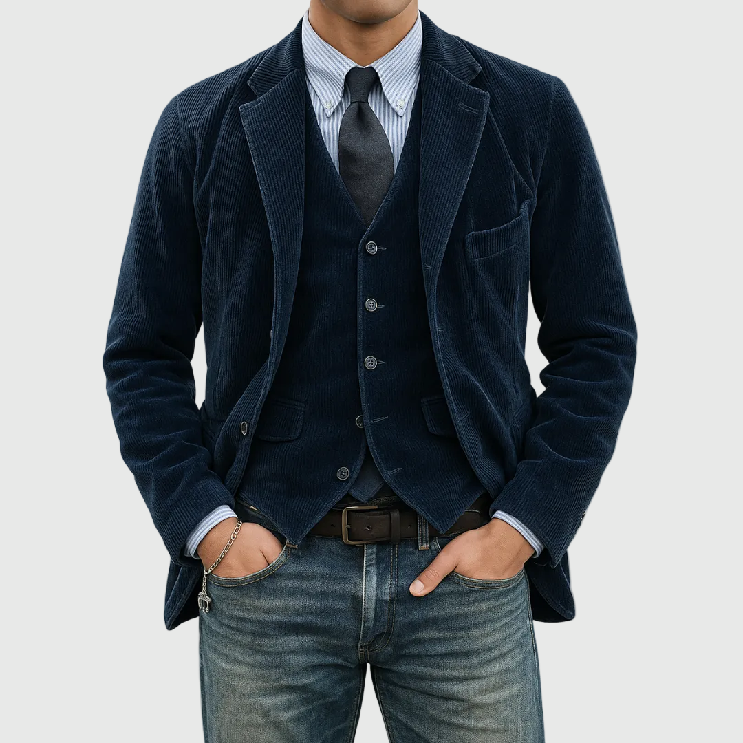 Tommy | Conjunto de 2 Piezas: Blazer y Chaleco de Terciopelo