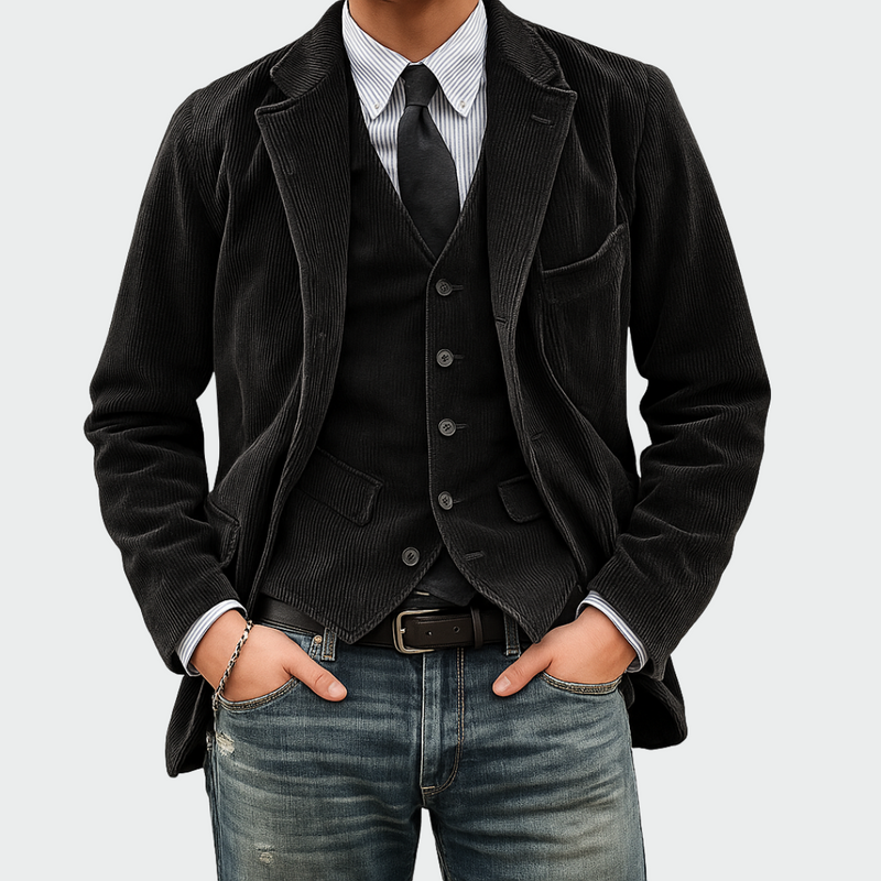 Tommy | Conjunto de 2 Piezas: Blazer y Chaleco de Terciopelo