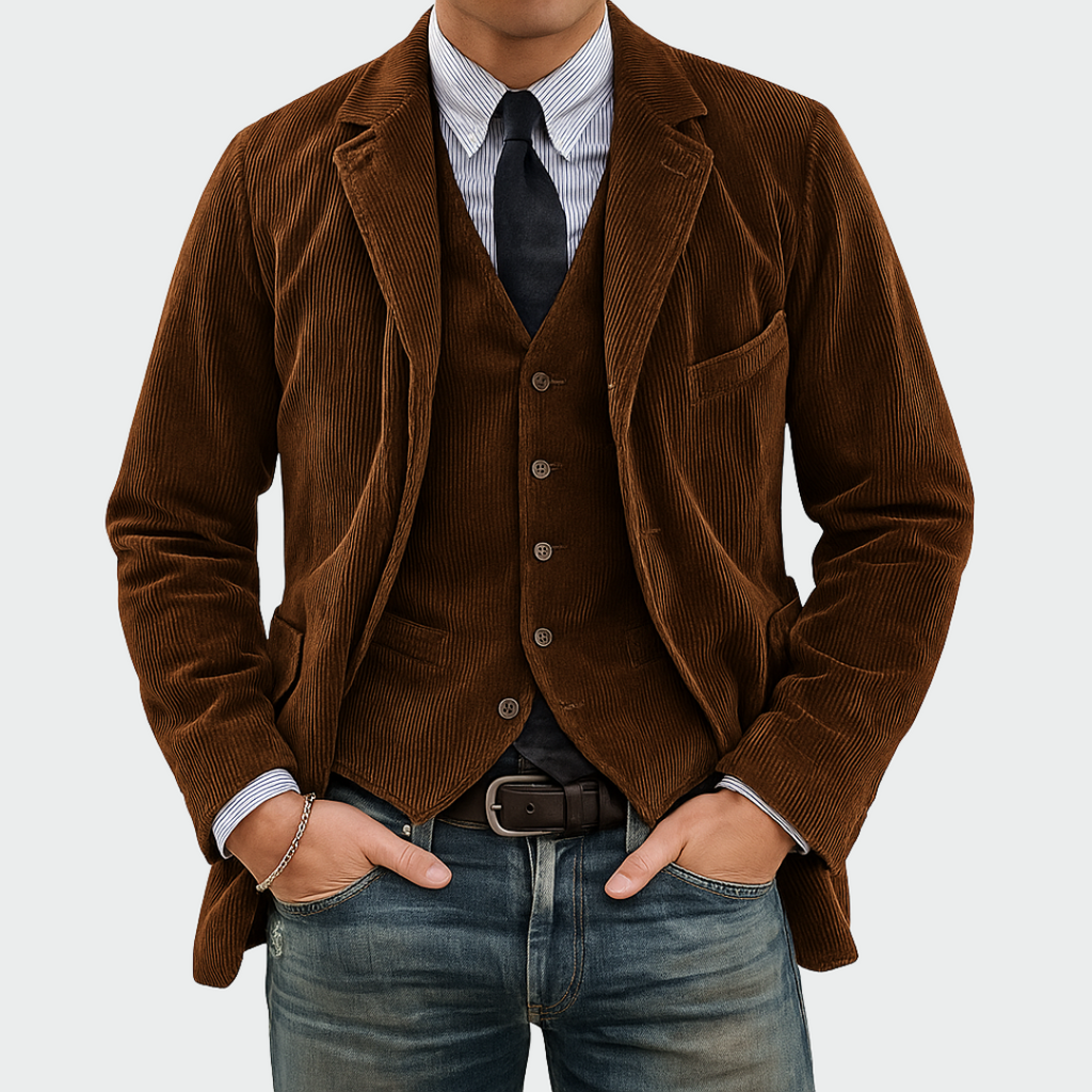 Tommy | Conjunto de 2 Piezas: Blazer y Chaleco de Terciopelo