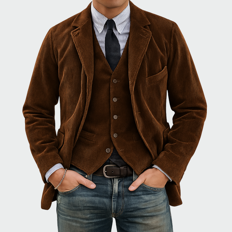 Tommy | Conjunto de 2 Piezas: Blazer y Chaleco de Terciopelo