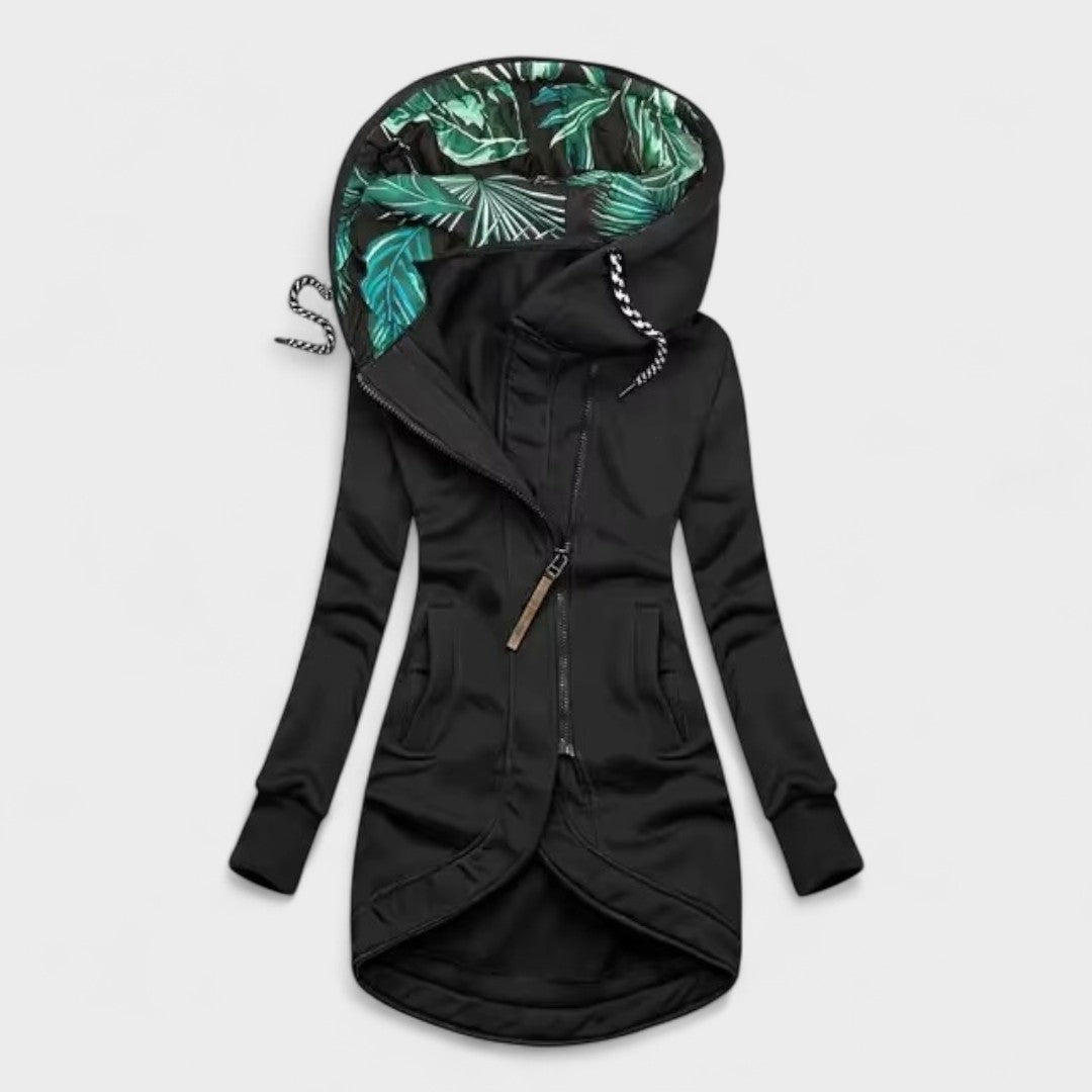 Mónica | Abrigo negro elegante de invierno para mujer