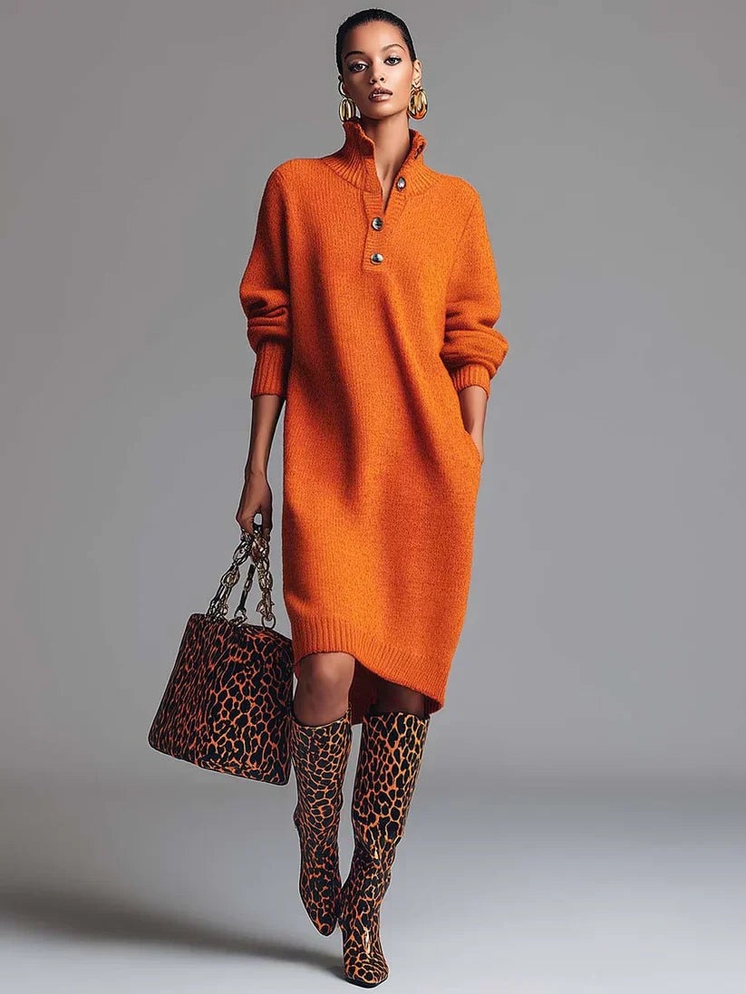 Damaris | Vestido Naranja Cálido, Elegante y Cómodo