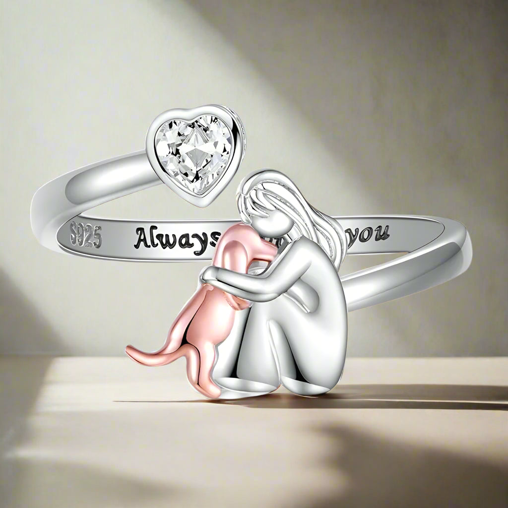 Mascota | Anillo de Abrazo de Perros (Rosa)
